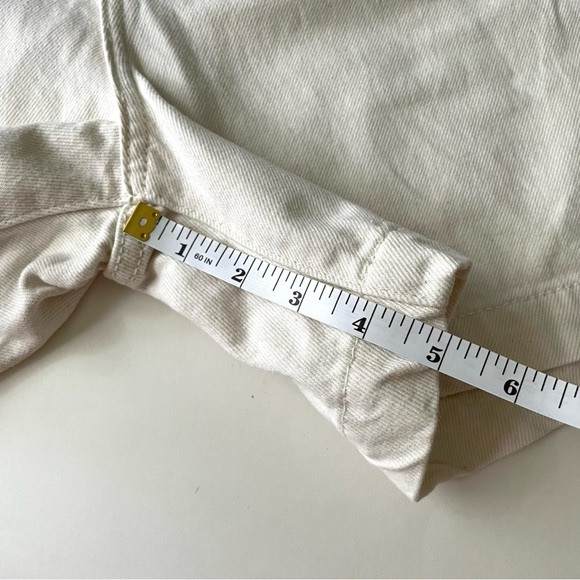 MANGO Regina Pleat Front High Rise Cotton Denim Short Cream - Picture 15 of 15